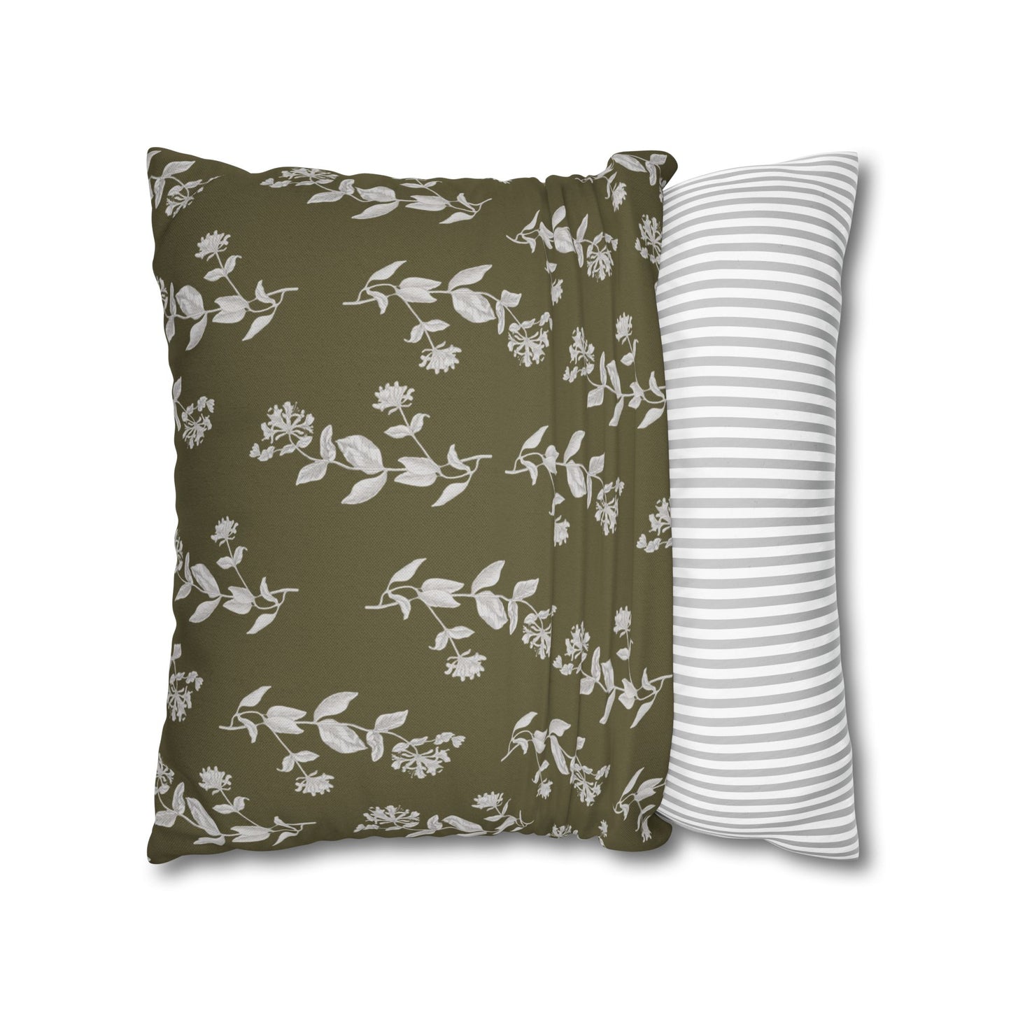 Botanical Olive Square Pillowcase Cover