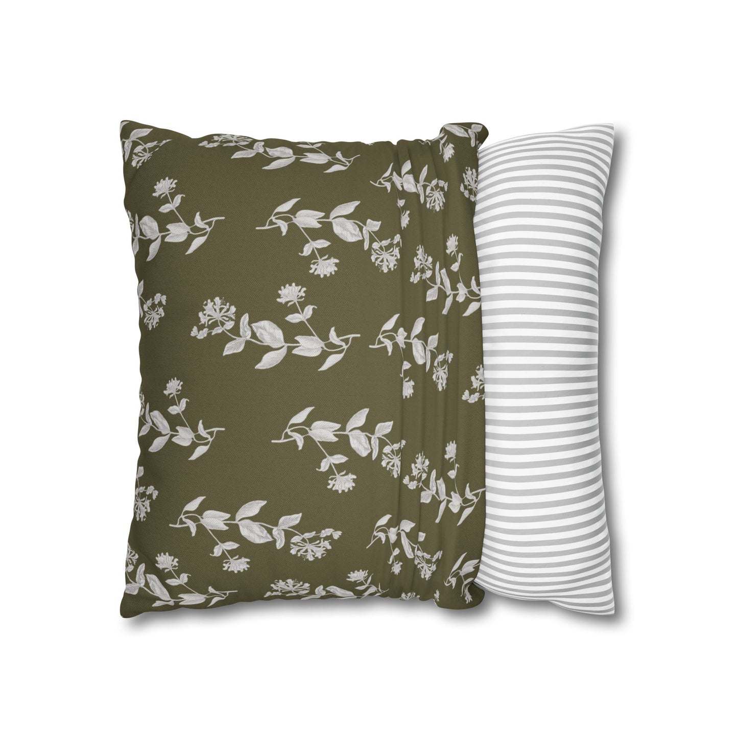 Botanical Olive Square Pillowcase Cover