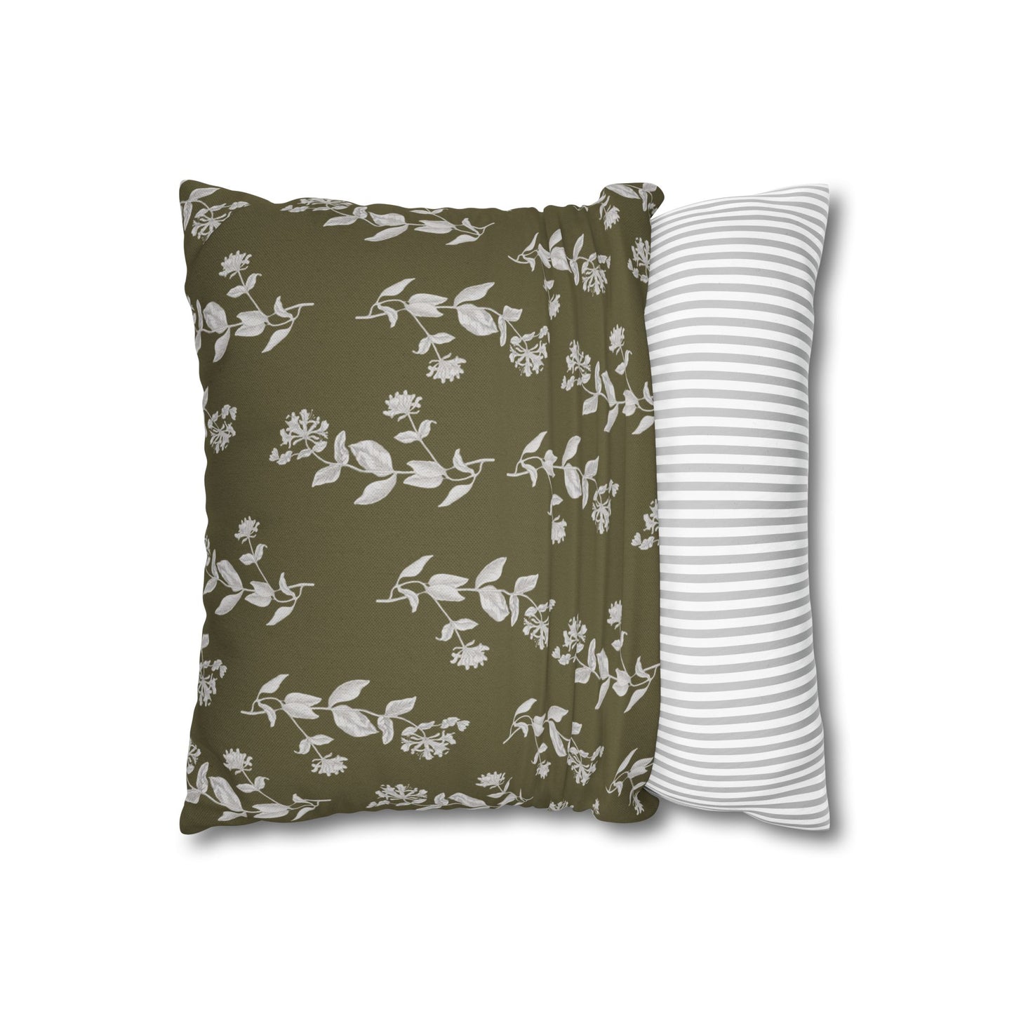 Botanical Olive Square Pillowcase Cover