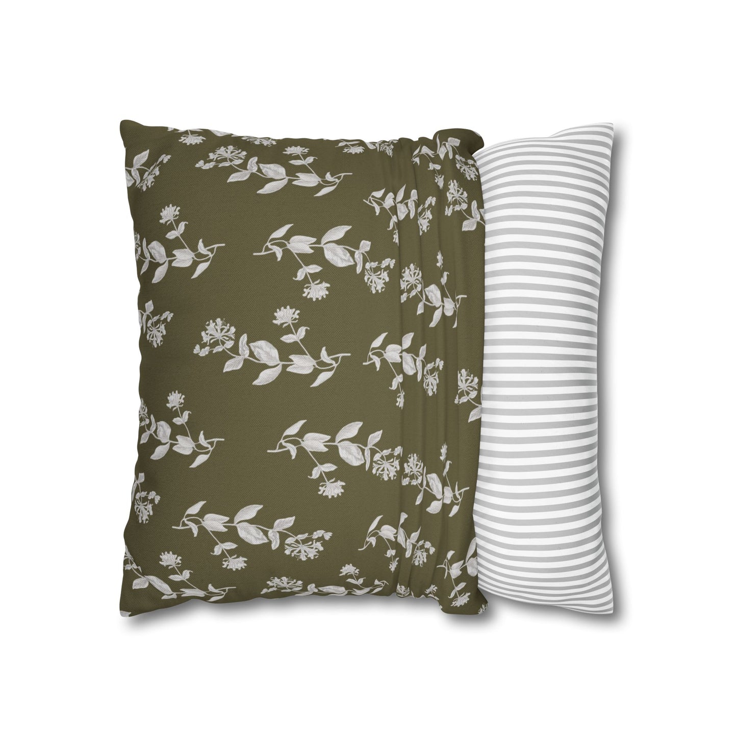 Botanical Olive Square Pillowcase Cover