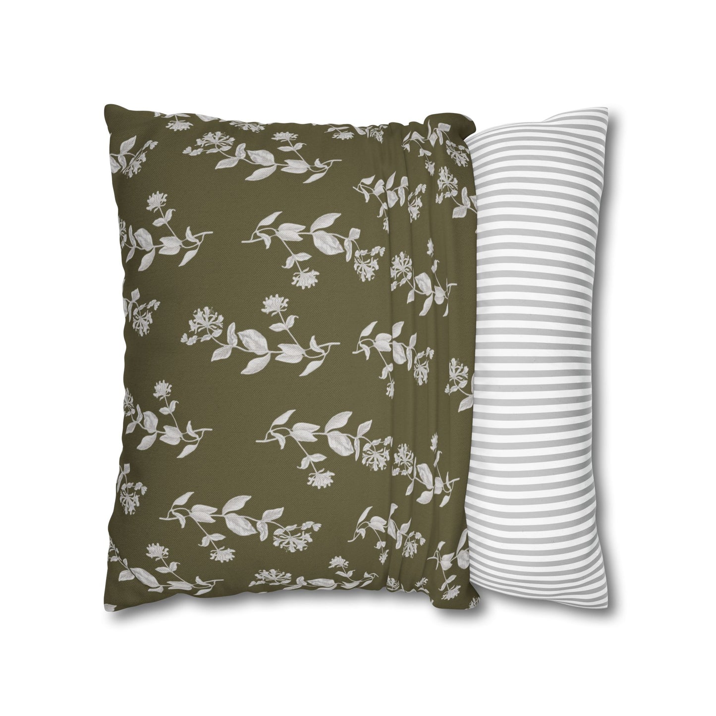 Botanical Olive Square Pillowcase Cover