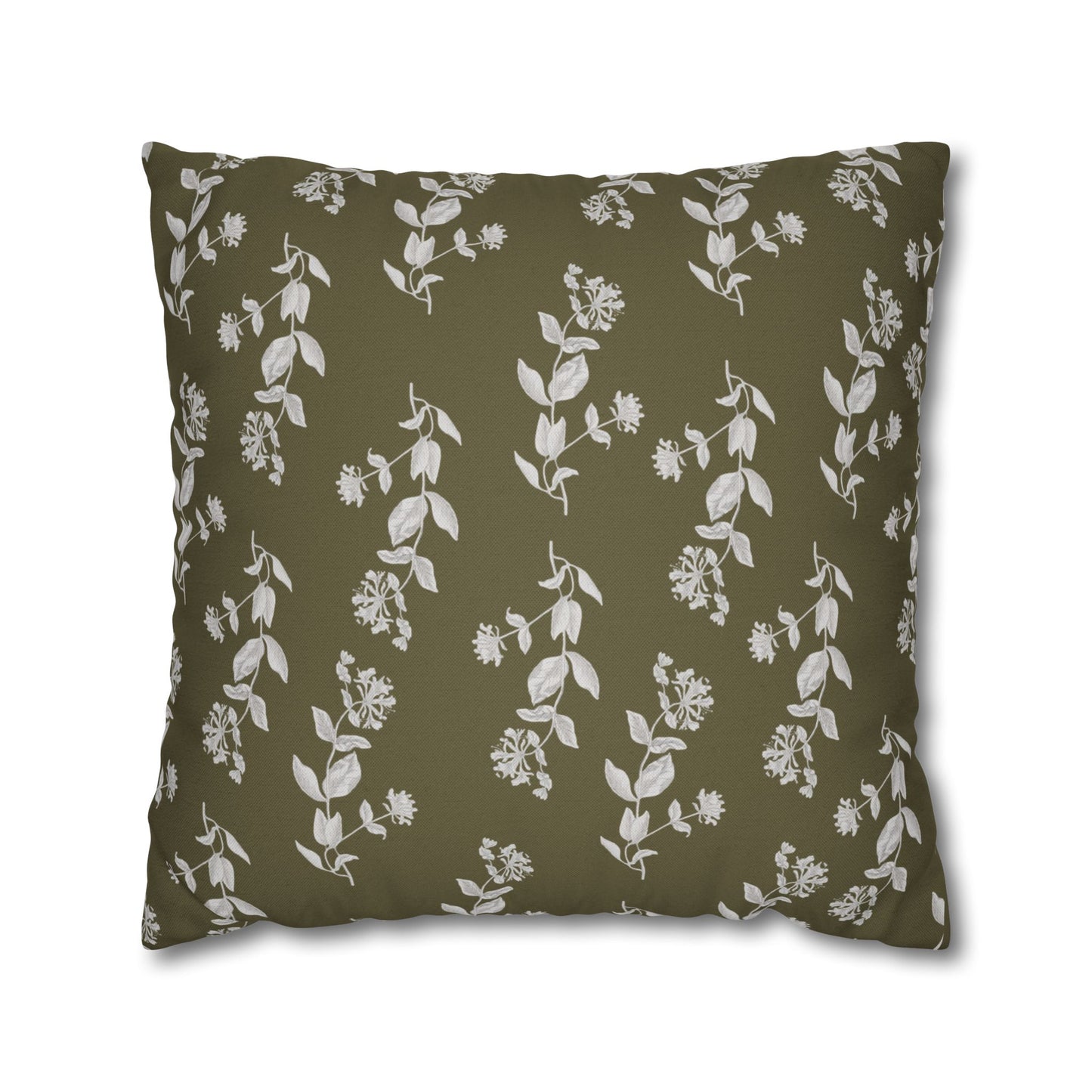 Botanical Olive Square Pillowcase Cover