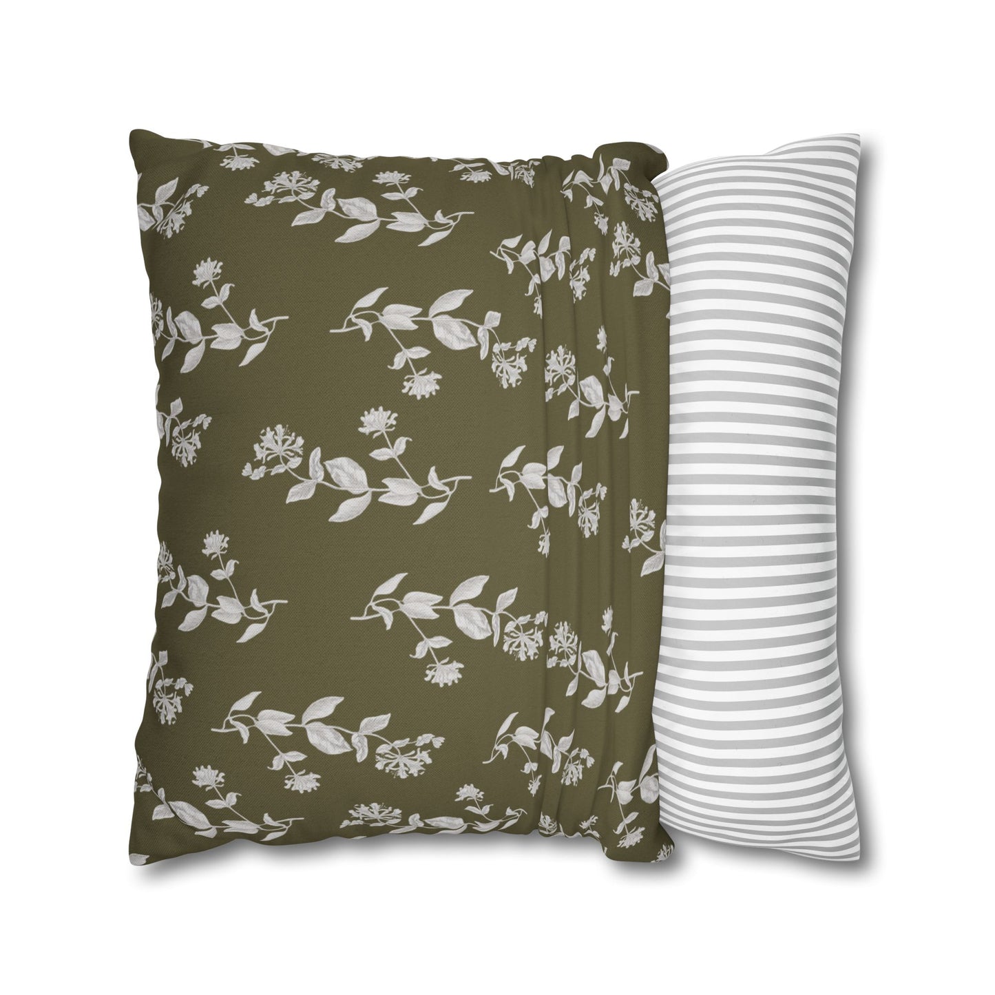 Botanical Olive Square Pillowcase Cover