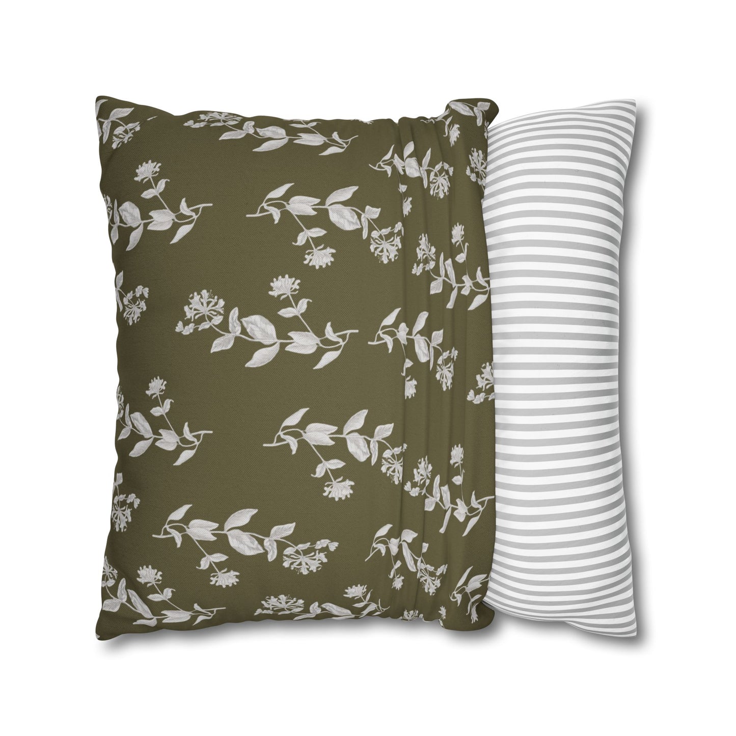 Botanical Olive Square Pillowcase Cover